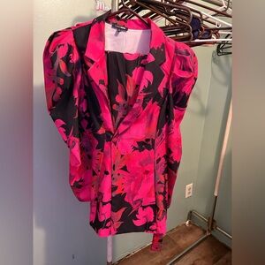 Fashion Nova Pink blazer and pants Black Floral set